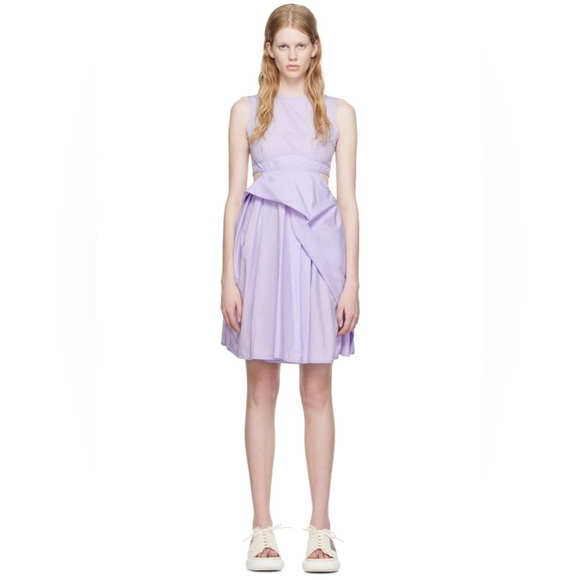 CECILIE BAHNSEN Dress Purple size 8 Seero cutout lavender cotton asymmetric mini - Picture 2 of 15
